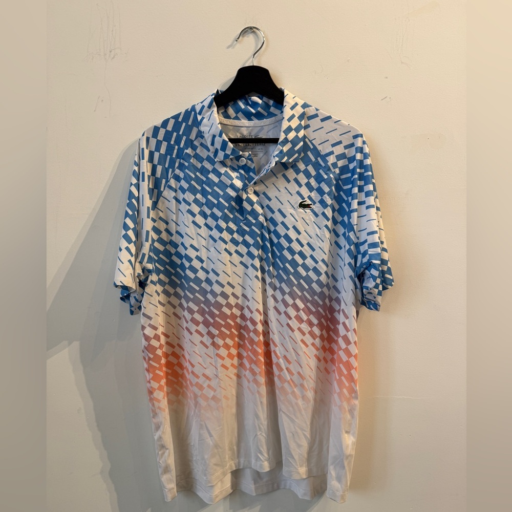 Lacoste Men's Polo with Blue and Orange Pattern